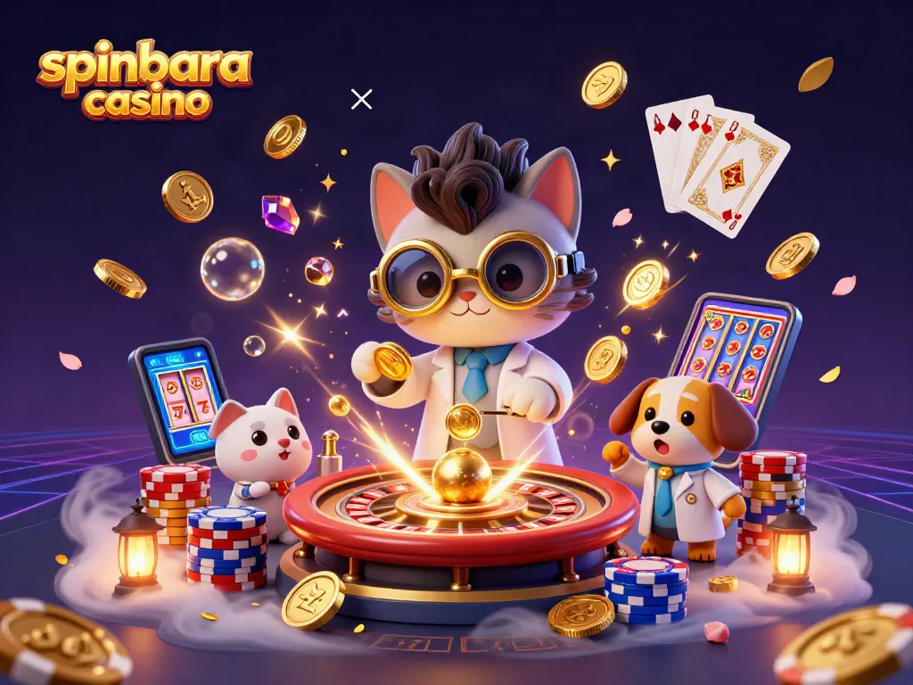 Experience excitement at spinbara casino with vibrant 3D illustrations of games and bonuses.