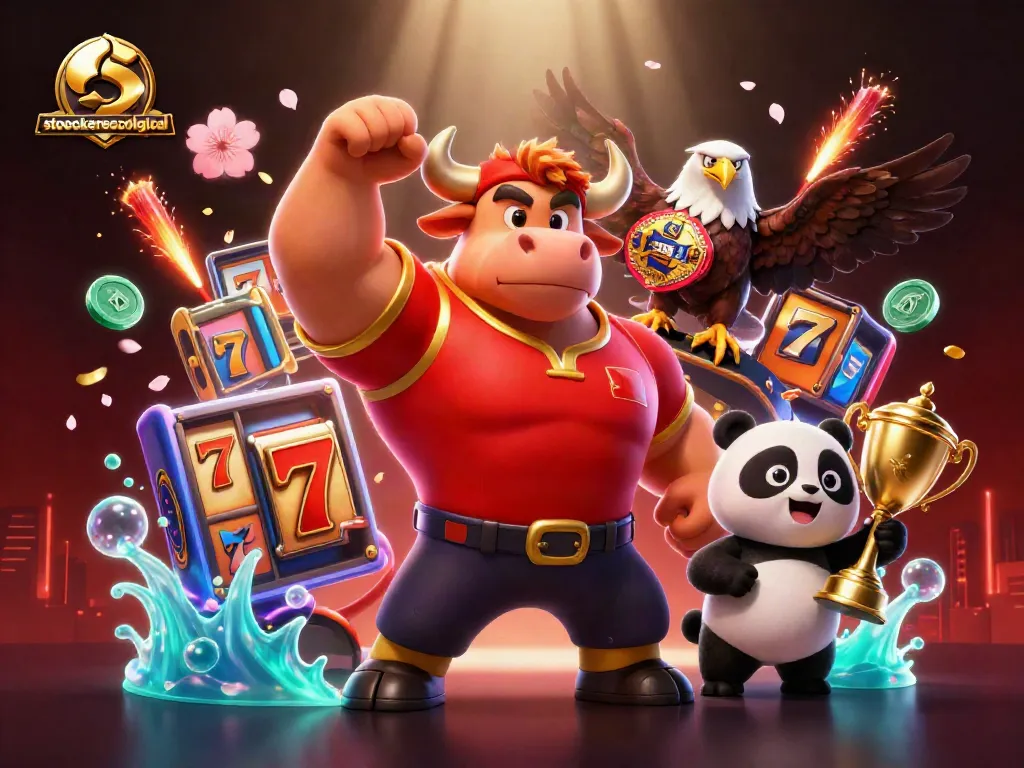 Engage with stoeckerecological’s vibrant casino scene featuring a bull, eagle, and panda celebrating wins.